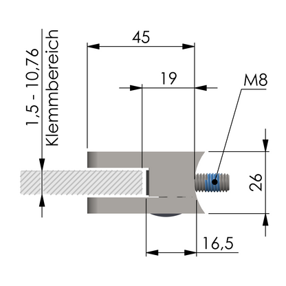 GLASKLEMME | MODELL 2010 | 45 x 45 x 26 mm