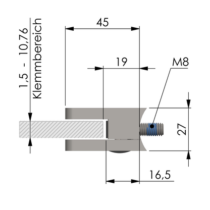 GLASKLEMME 45 x 45 x 27 mm