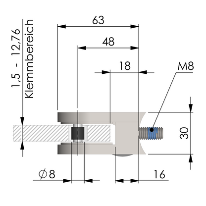 GLASKLEMME 63 x 45 x 30 mm