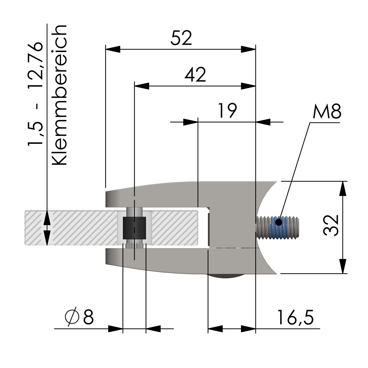 GLASKLEMME 52 x 52 x 32 mm