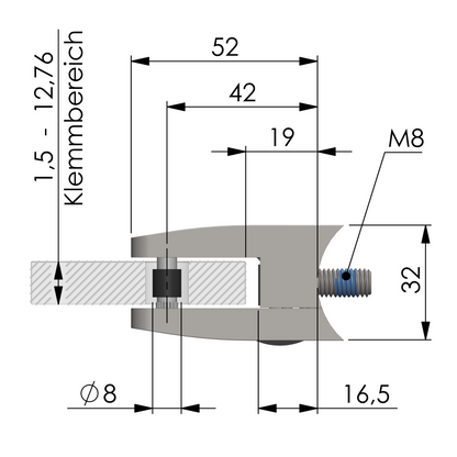 GLASKLEMME 52 x 52 x 32 mm