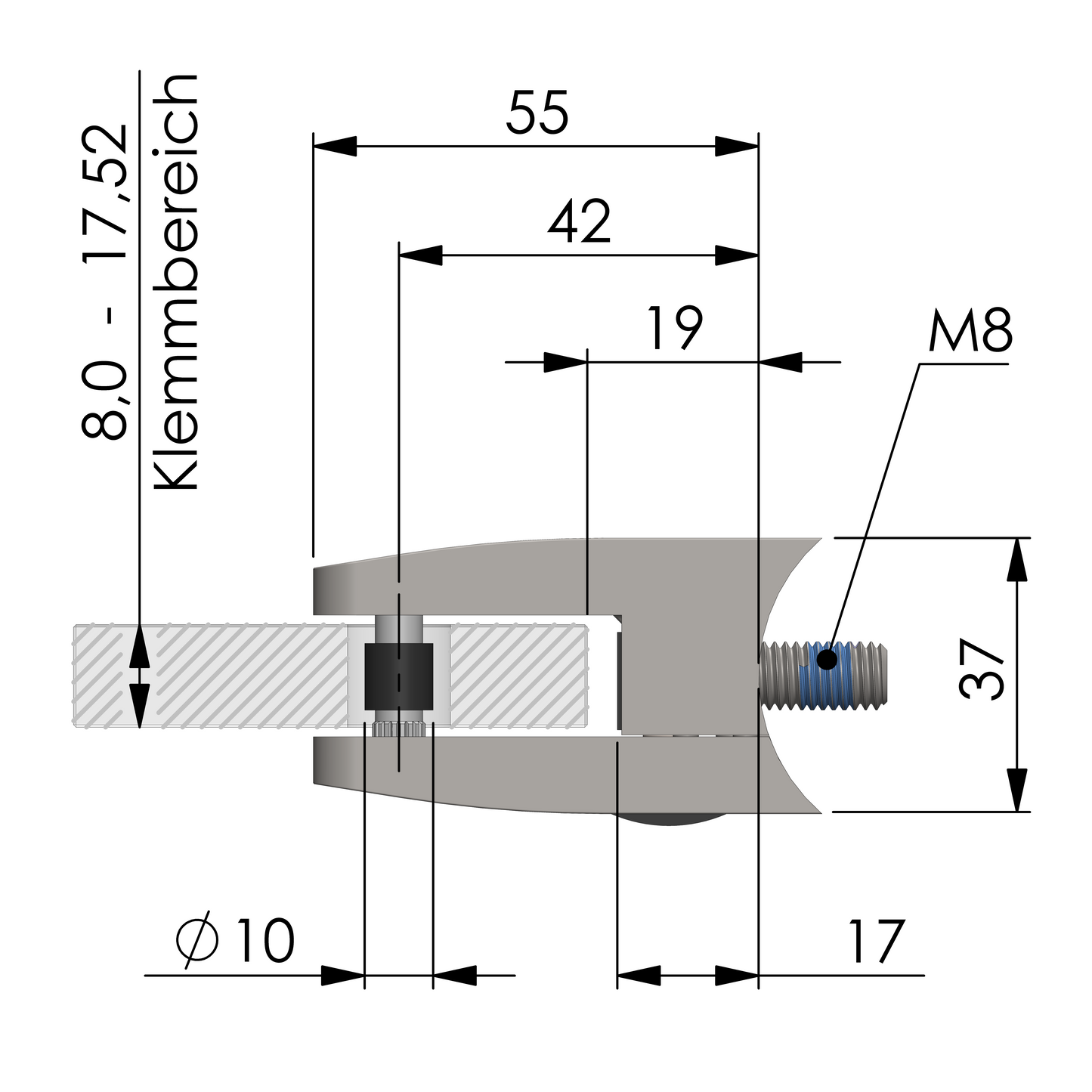 GLASKLEMME 55 x 65 x 37 mm