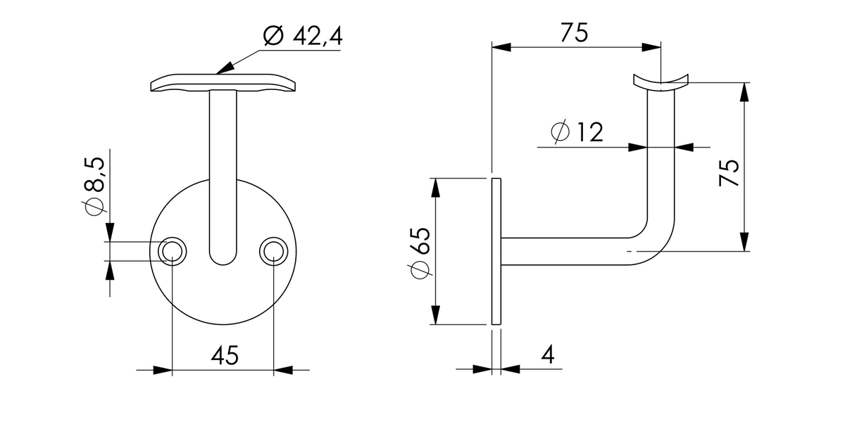 Handlaufhalter mit Anschraubplatte