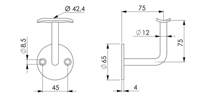 Handlaufhalter mit Anschraubplatte