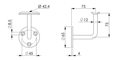 Handlaufhalter mit Anschraubplatte