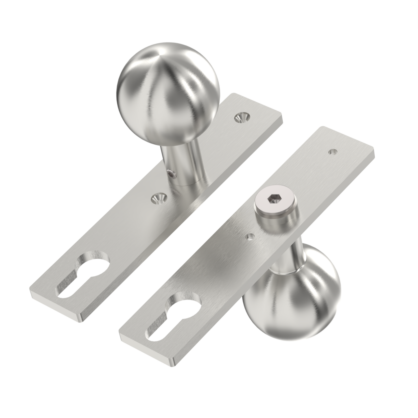 Türknopf gerade auf Langschild feststehend